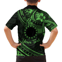 Kia Orana Cook Islands Kid Hawaiian Shirt Circle Stars With Floral Green Pattern LT01 - Polynesian Pride