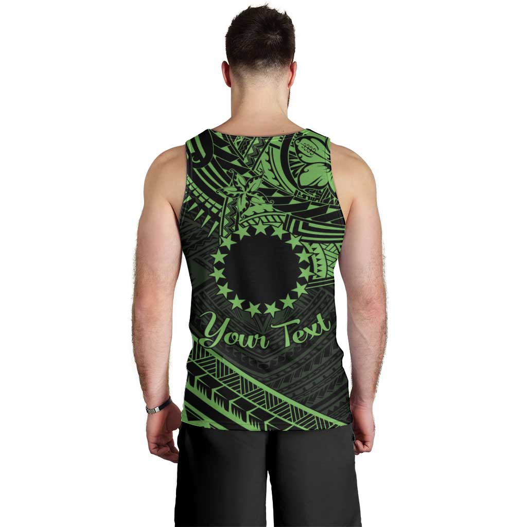 Kia Orana Cook Islands Men Tank Top Circle Stars With Floral Green Pattern LT01
