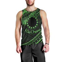 Kia Orana Cook Islands Men Tank Top Circle Stars With Floral Green Pattern LT01