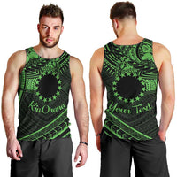 Kia Orana Cook Islands Men Tank Top Circle Stars With Floral Green Pattern LT01