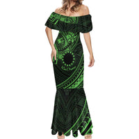 Kia Orana Cook Islands Mermaid Dress Circle Stars With Floral Green Pattern LT01