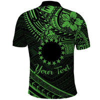 Kia Orana Cook Islands Polo Shirt Circle Stars With Floral Green Pattern LT01