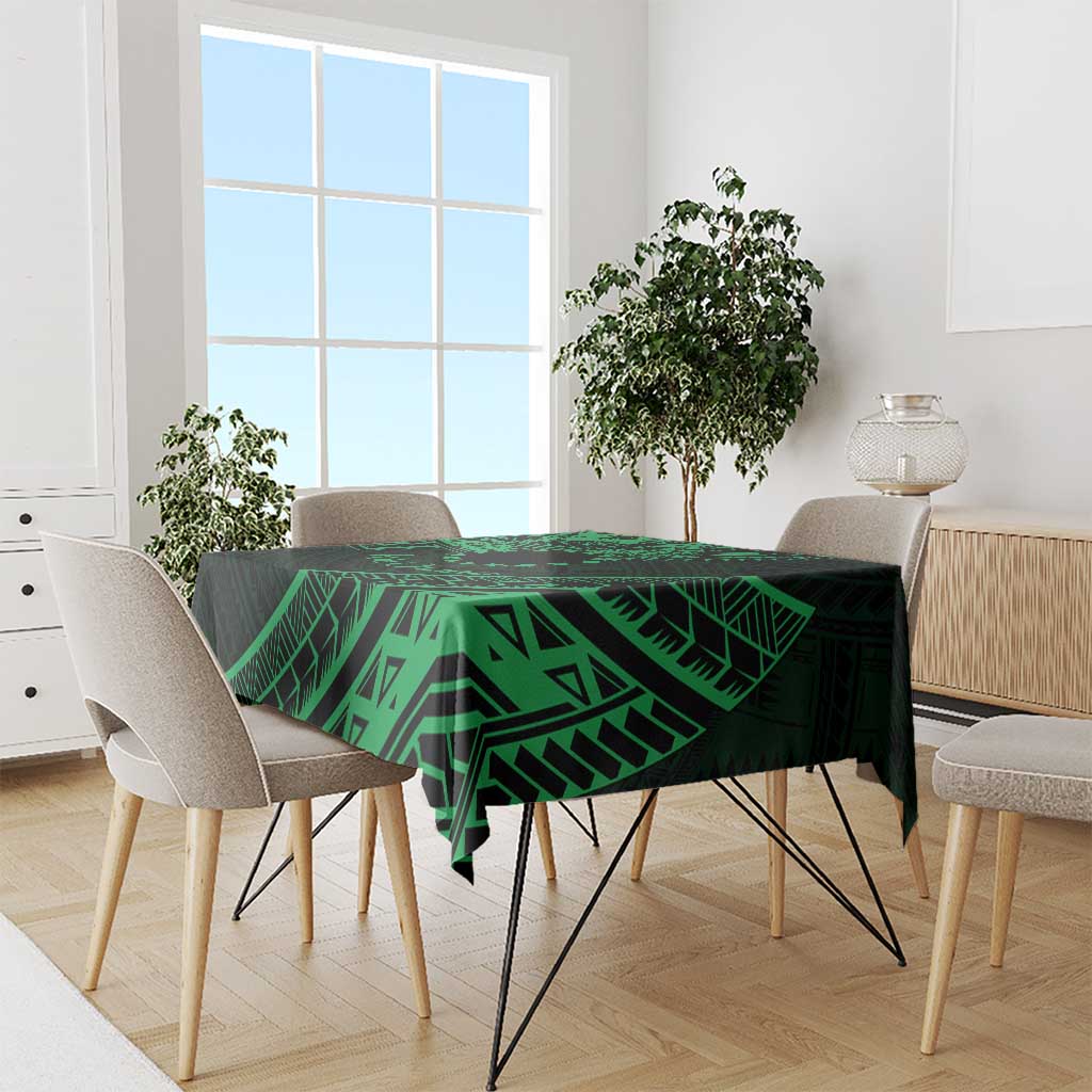 Kia Orana Cook Islands Tablecloth Circle Stars With Floral Green Pattern LT01