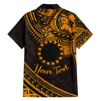 Kia Orana Cook Islands Family Matching Tank Maxi Dress and Hawaiian Shirt Circle Stars With Floral Gold Pattern LT01 - Polynesian Pride