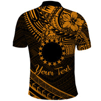 Kia Orana Cook Islands Polo Shirt Circle Stars With Floral Gold Pattern LT01 - Polynesian Pride