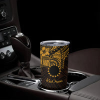 Kia Orana Cook Islands Tumbler Cup Circle Stars With Floral Gold Pattern