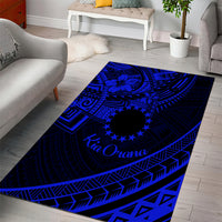 Kia Orana Cook Islands Area Rug Circle Stars With Floral Navy Blue Pattern LT01 - Polynesian Pride