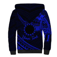 Kia Orana Cook Islands Sherpa Hoodie Circle Stars With Floral Navy Blue Pattern LT01 - Polynesian Pride