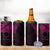 Kia Orana Cook Islands 4 in 1 Can Cooler Tumbler Circle Stars With Floral Pink Pattern