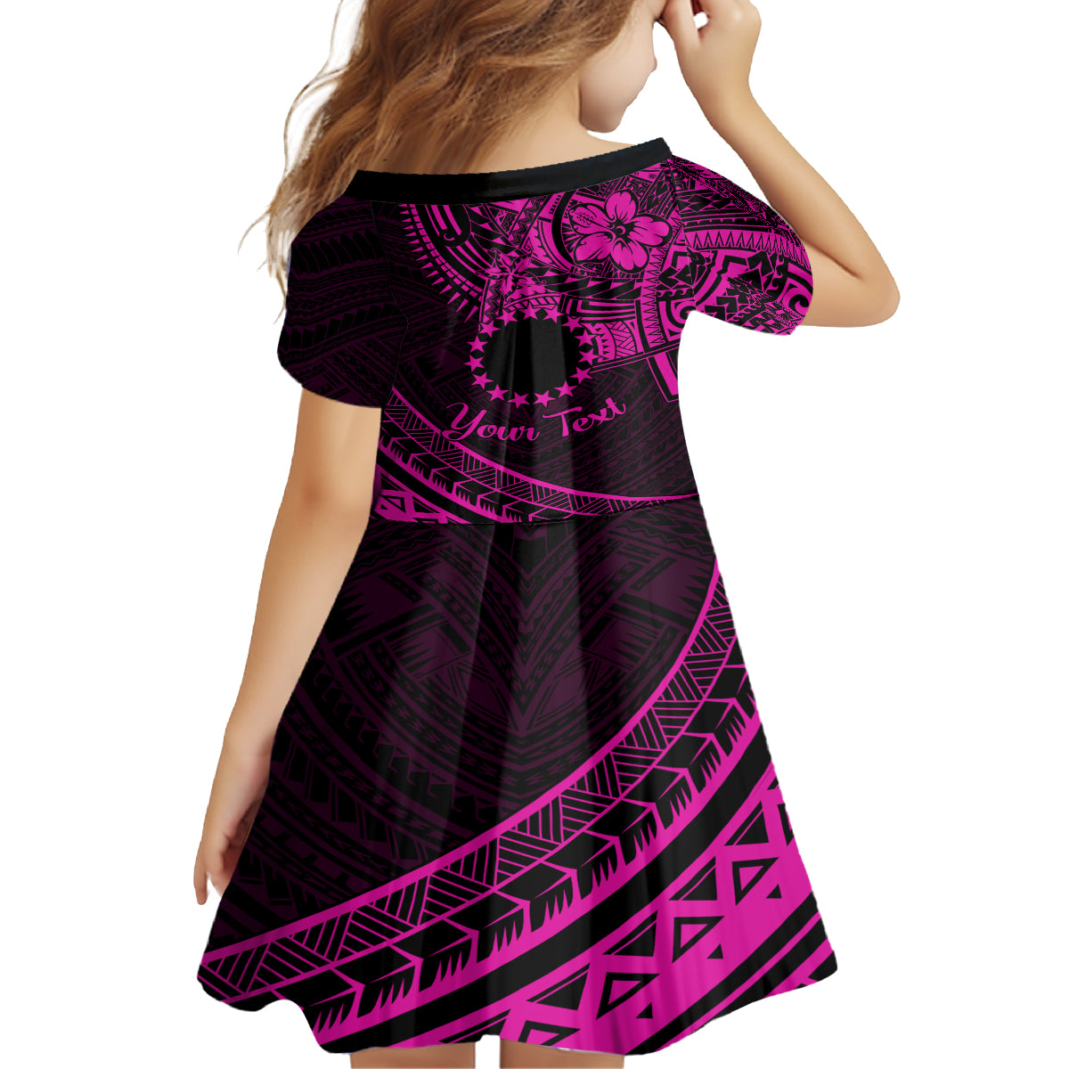 Kia Orana Cook Islands Family Matching Long Sleeve Bodycon Dress and Hawaiian Shirt Circle Stars With Floral Pink Pattern LT01 - Polynesian Pride