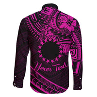 Kia Orana Cook Islands Family Matching Long Sleeve Bodycon Dress and Hawaiian Shirt Circle Stars With Floral Pink Pattern LT01 - Polynesian Pride