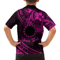 Kia Orana Cook Islands Family Matching Short Sleeve Bodycon Dress and Hawaiian Shirt Circle Stars With Floral Pink Pattern LT01 - Polynesian Pride