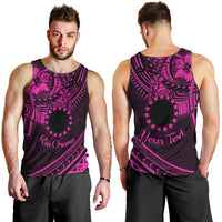 Kia Orana Cook Islands Men Tank Top Circle Stars With Floral Pink Pattern LT01 - Polynesian Pride