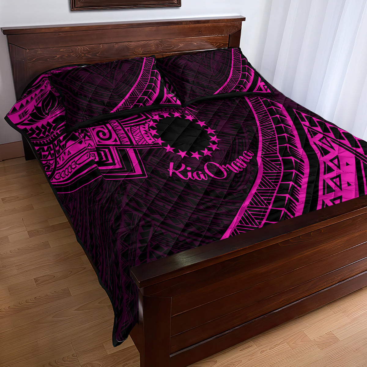 Kia Orana Cook Islands Quilt Bed Set Circle Stars With Floral Pink Pattern LT01 - Polynesian Pride