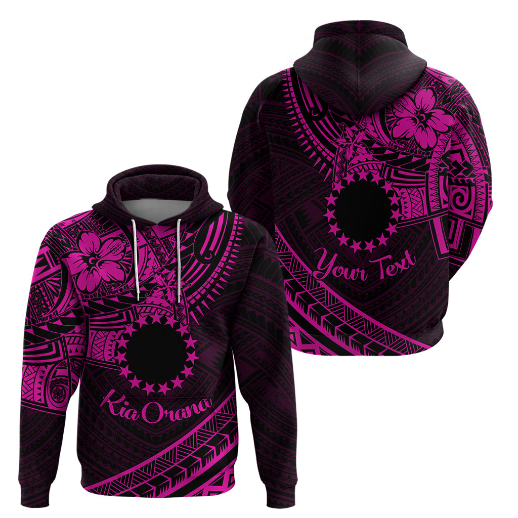 Kia Orana Cook Islands Zip Hoodie Circle Stars With Floral Pink Pattern LT01 - Polynesian Pride