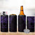 Kia Orana Cook Islands 4 in 1 Can Cooler Tumbler Circle Stars With Floral Purple Pattern