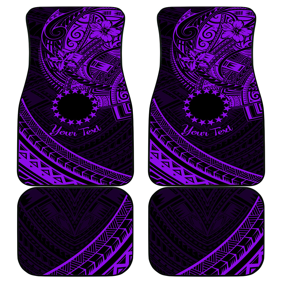 Kia Orana Cook Islands Car Mats Circle Stars With Floral Purple Pattern LT01 Purple - Polynesian Pride