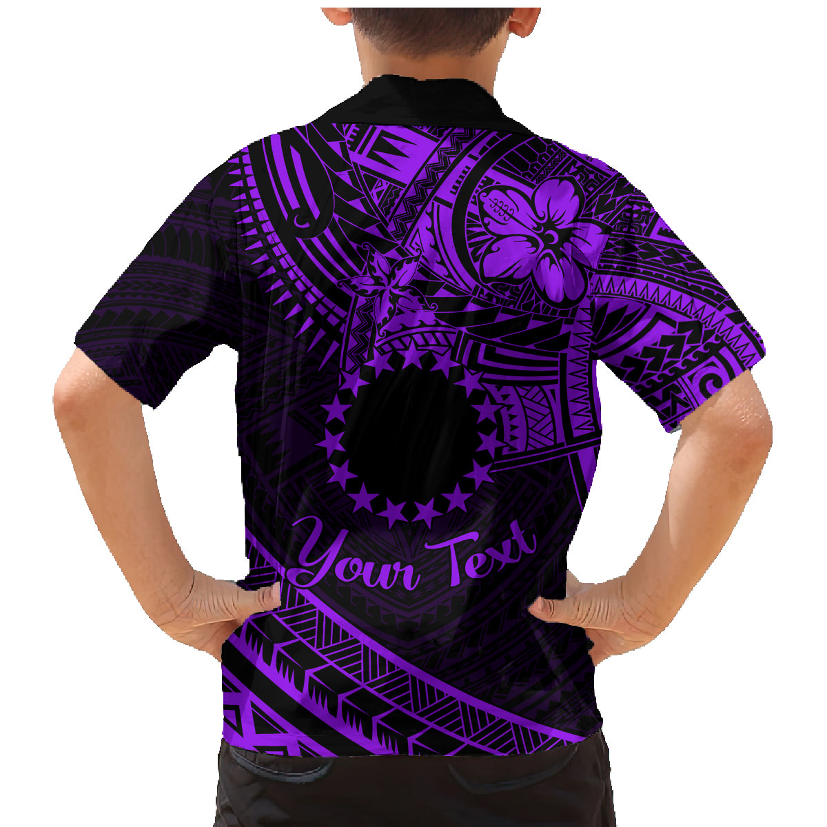Kia Orana Cook Islands Family Matching Mermaid Dress and Hawaiian Shirt Circle Stars With Floral Purple Pattern LT01 - Polynesian Pride