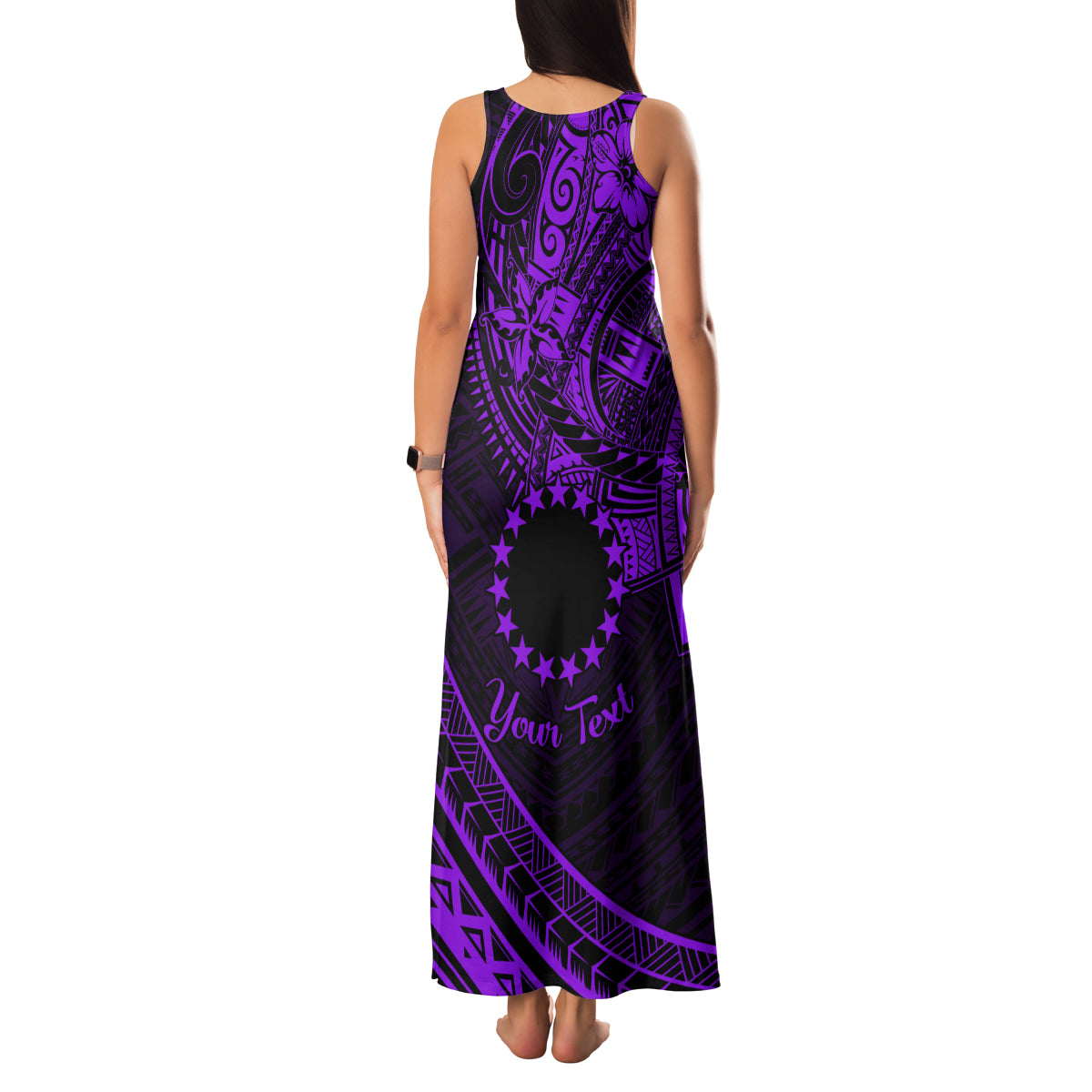 Kia Orana Cook Islands Family Matching Tank Maxi Dress and Hawaiian Shirt Circle Stars With Floral Purple Pattern LT01 - Polynesian Pride