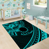 Kia Orana Cook Islands Area Rug Circle Stars With Floral Turquoise Pattern LT01 - Polynesian Pride