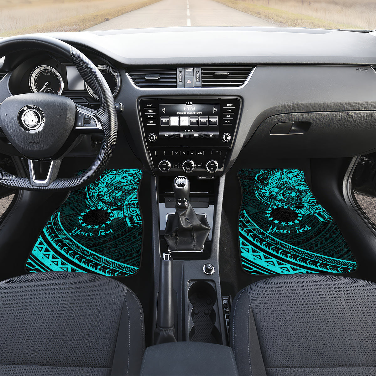Kia Orana Cook Islands Car Mats Circle Stars With Floral Turquoise Pattern LT01 - Polynesian Pride