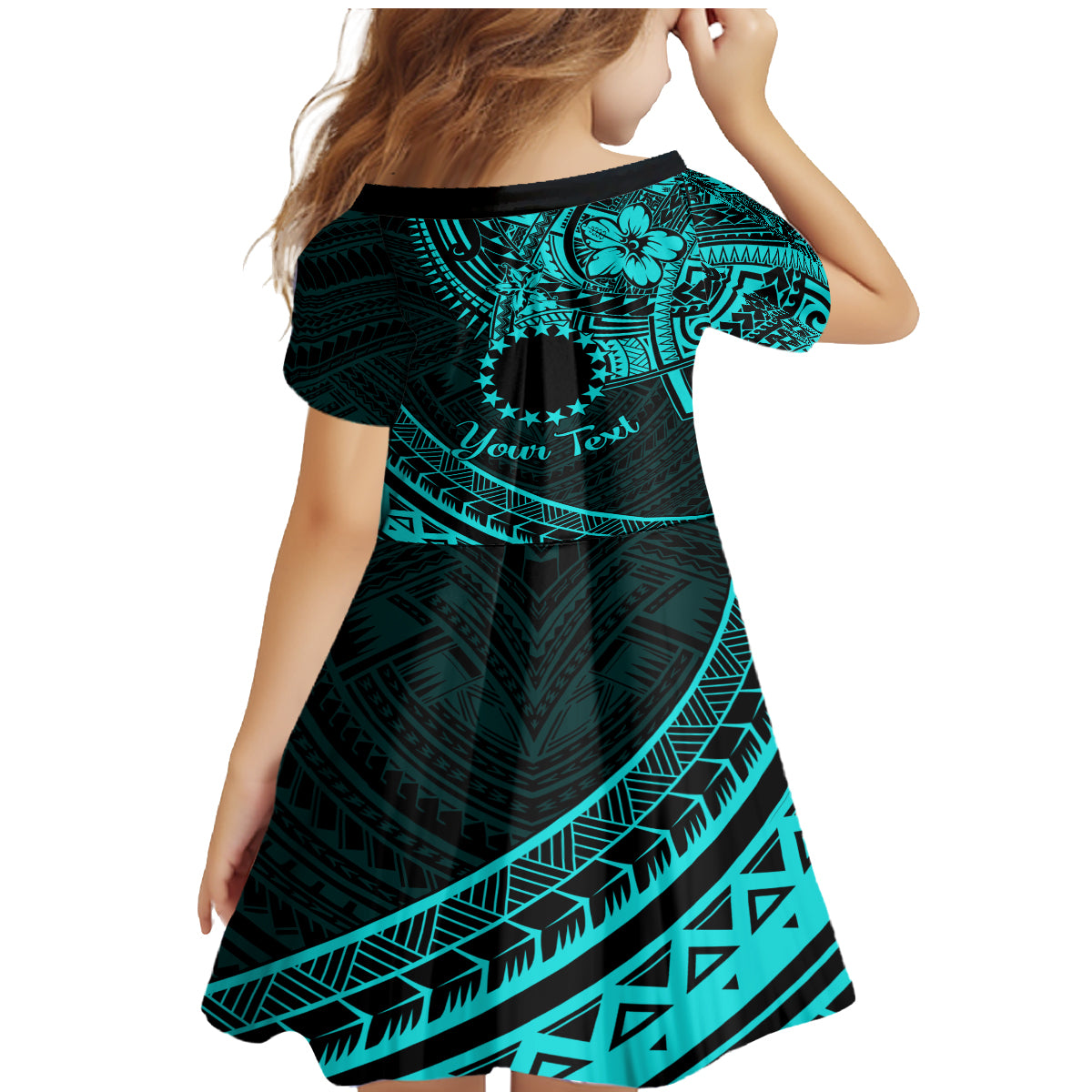 Kia Orana Cook Islands Family Matching Mermaid Dress and Hawaiian Shirt Circle Stars With Floral Turquoise Pattern LT01 - Polynesian Pride