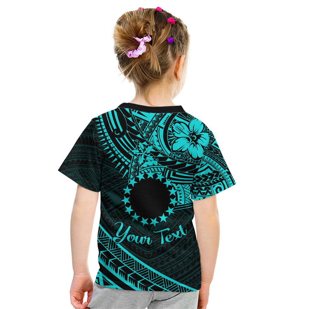 Kia Orana Cook Islands Kid T Shirt Circle Stars With Floral Turquoise Pattern LT01 - Polynesian Pride
