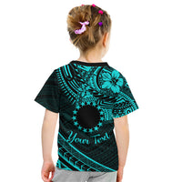 Kia Orana Cook Islands Kid T Shirt Circle Stars With Floral Turquoise Pattern LT01 - Polynesian Pride