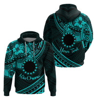 Kia Orana Cook Islands Zip Hoodie Circle Stars With Floral Turquoise Pattern LT01 - Polynesian Pride