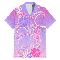 Polynesian Shark Valentine Family Matching Mermaid Dress and Hawaiian Shirt Sweet Unique Version LT01 Dad's Shirt - Short Sleeve Pink - Polynesian Pride