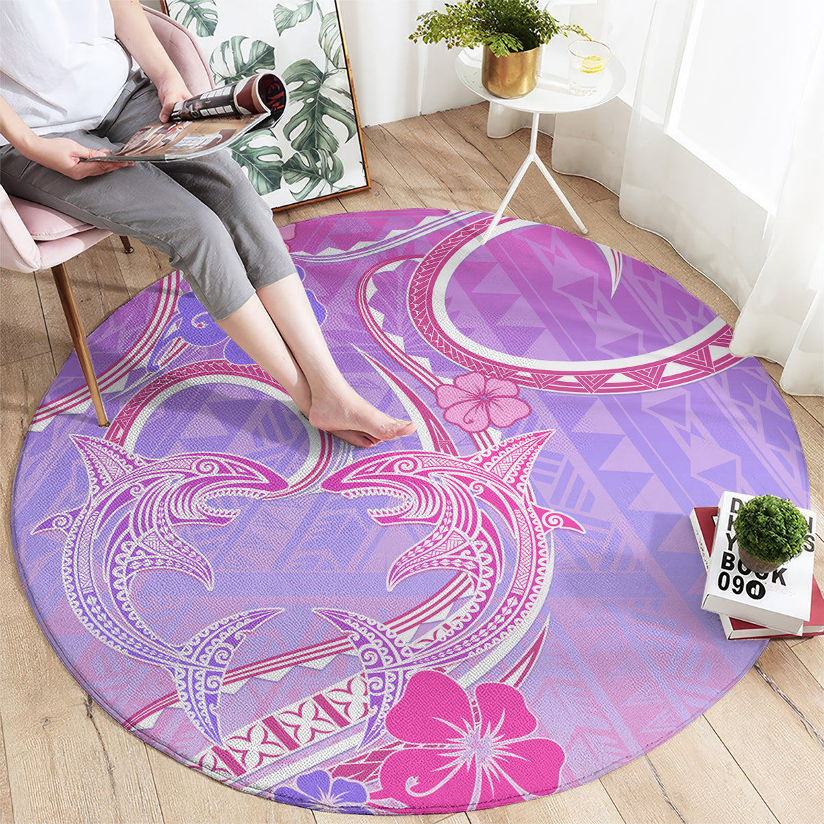 Polynesian Shark Valentine Round Carpet Sweet Unique Version LT01 - Polynesian Pride