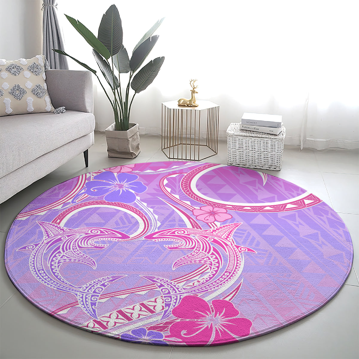 Polynesian Shark Valentine Round Carpet Sweet Unique Version LT01 - Polynesian Pride
