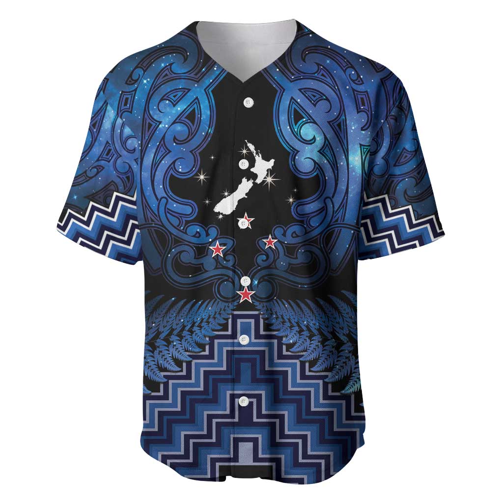 Personalised Aotearoa Matariki Baseball Jersey Blue Fern Maori Poutama LT01 Blue - Polynesian Pride