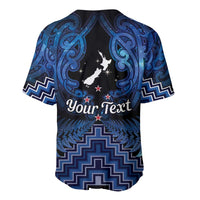 Personalised Aotearoa Matariki Baseball Jersey Blue Fern Maori Poutama LT01 - Polynesian Pride