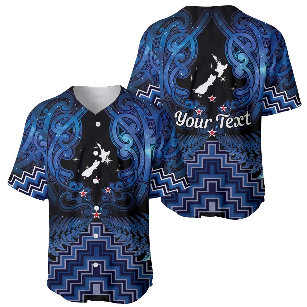 Personalised Aotearoa Matariki Baseball Jersey Blue Fern Maori Poutama LT01 - Polynesian Pride