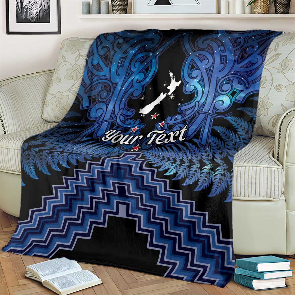 Personalised Aotearoa Matariki Blanket Blue Fern Maori Poutama