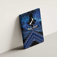 Personalised Aotearoa Matariki Canvas Wall Art Blue Fern Maori Poutama