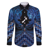 Personalised Aotearoa Matariki Family Matching Puletasi and Hawaiian Shirt Blue Fern Maori Poutama