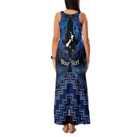 Personalised Aotearoa Matariki Family Matching Tank Maxi Dress and Hawaiian Shirt Blue Fern Maori Poutama