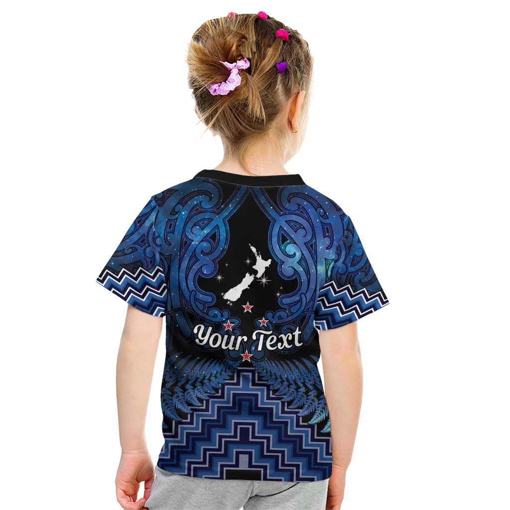 Personalised Aotearoa Matariki Kid T Shirt Blue Fern Maori Poutama LT01 - Polynesian Pride