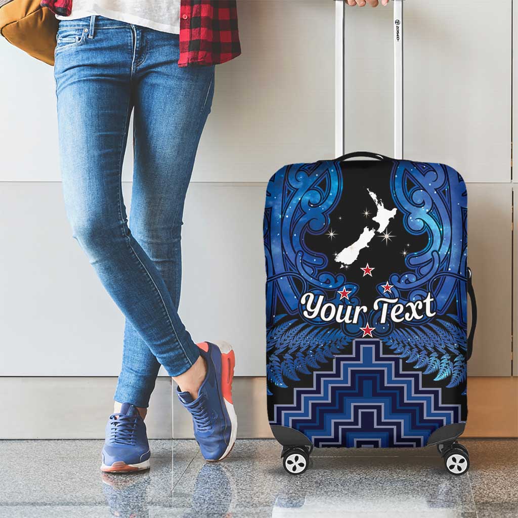 Personalised Aotearoa Matariki Luggage Cover Blue Fern Maori Poutama LT01 - Polynesian Pride