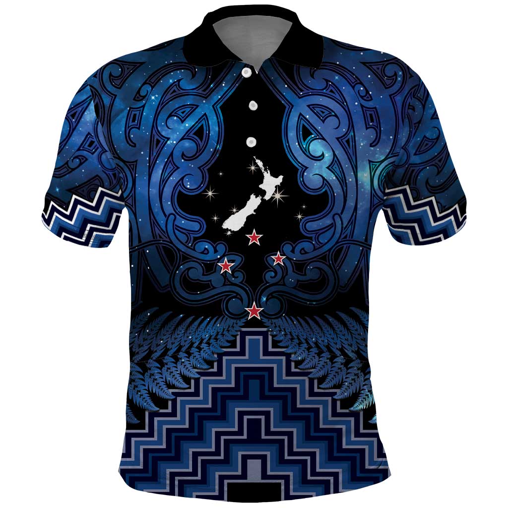Personalised Aotearoa Matariki Polo Shirt Blue Fern Maori Poutama LT01 Blue - Polynesian Pride