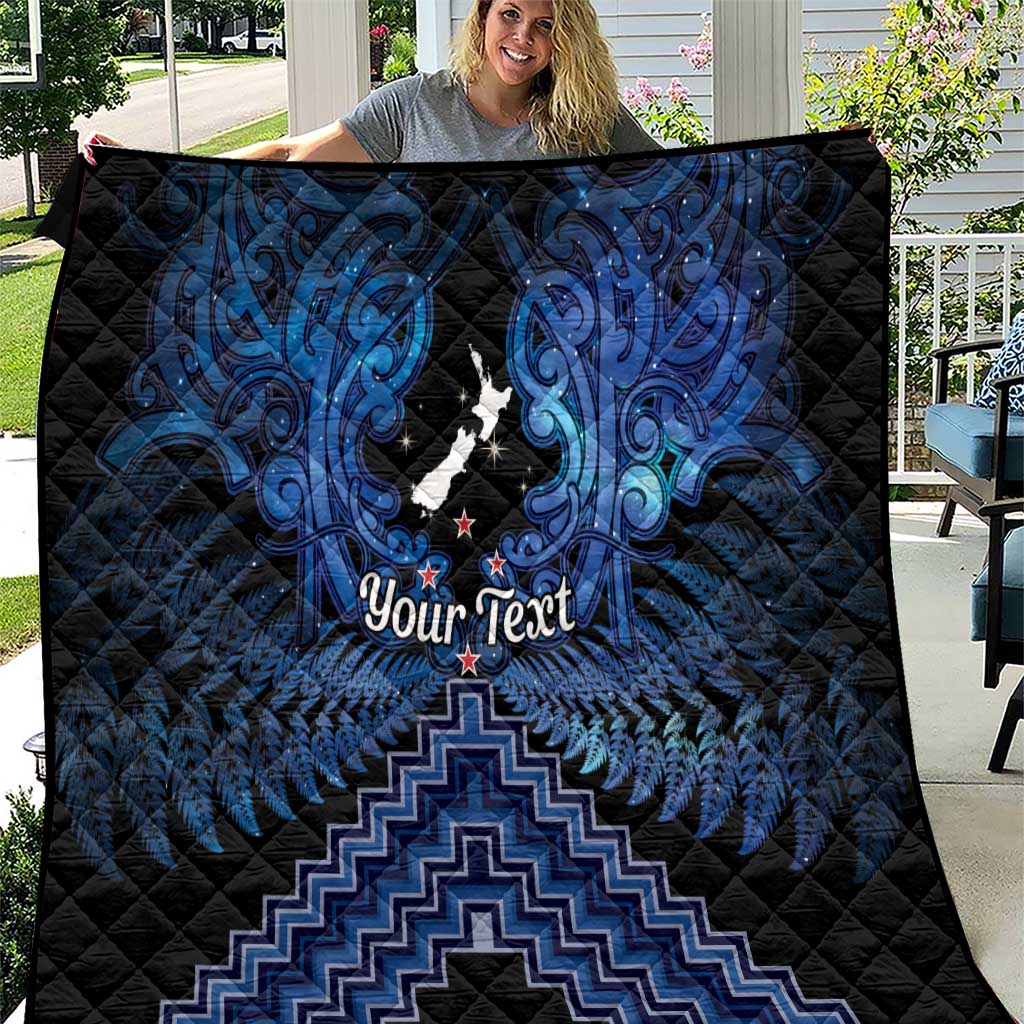 Personalised Aotearoa Matariki Quilt Blue Fern Maori Poutama