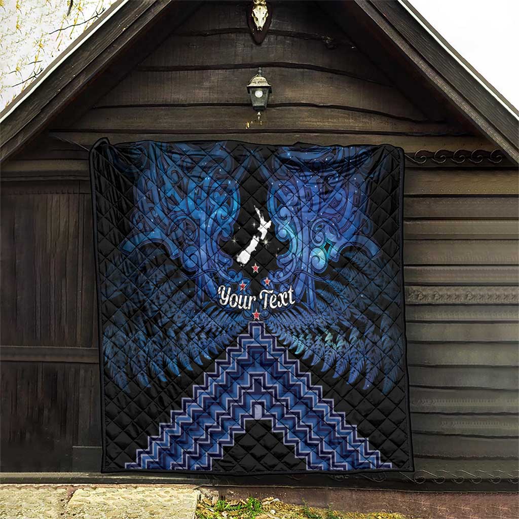 Personalised Aotearoa Matariki Quilt Blue Fern Maori Poutama