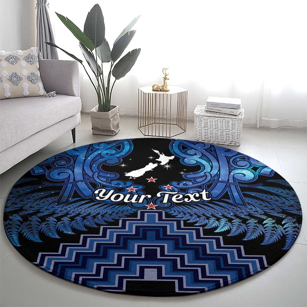 Personalised Aotearoa Matariki Round Carpet Blue Fern Maori Poutama