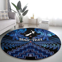Personalised Aotearoa Matariki Round Carpet Blue Fern Maori Poutama