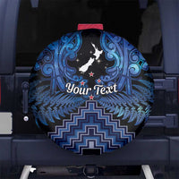 Personalised Aotearoa Matariki Spare Tire Cover Blue Fern Maori Poutama
