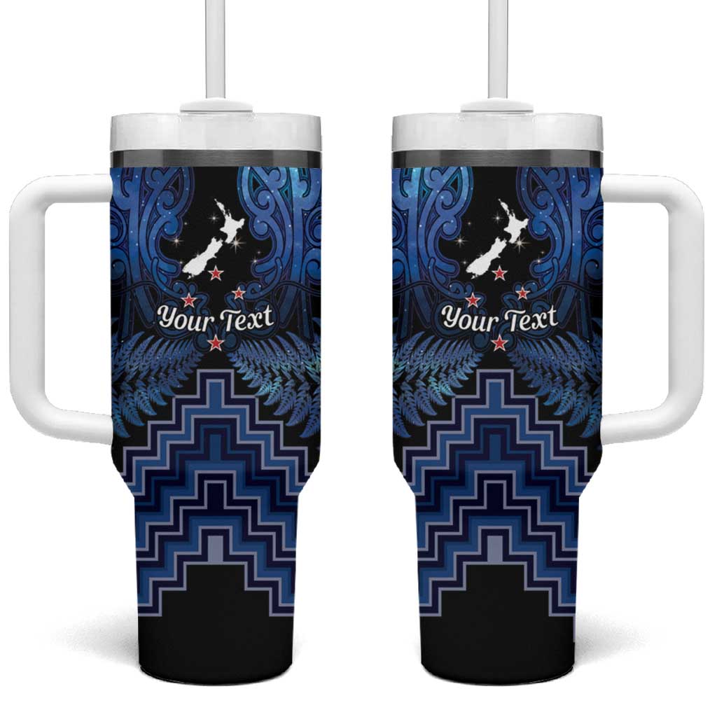 Personalised Aotearoa Matariki Tumbler With Handle Blue Fern Maori Poutama