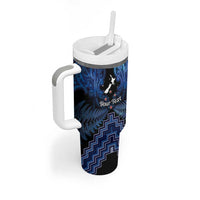 Personalised Aotearoa Matariki Tumbler With Handle Blue Fern Maori Poutama