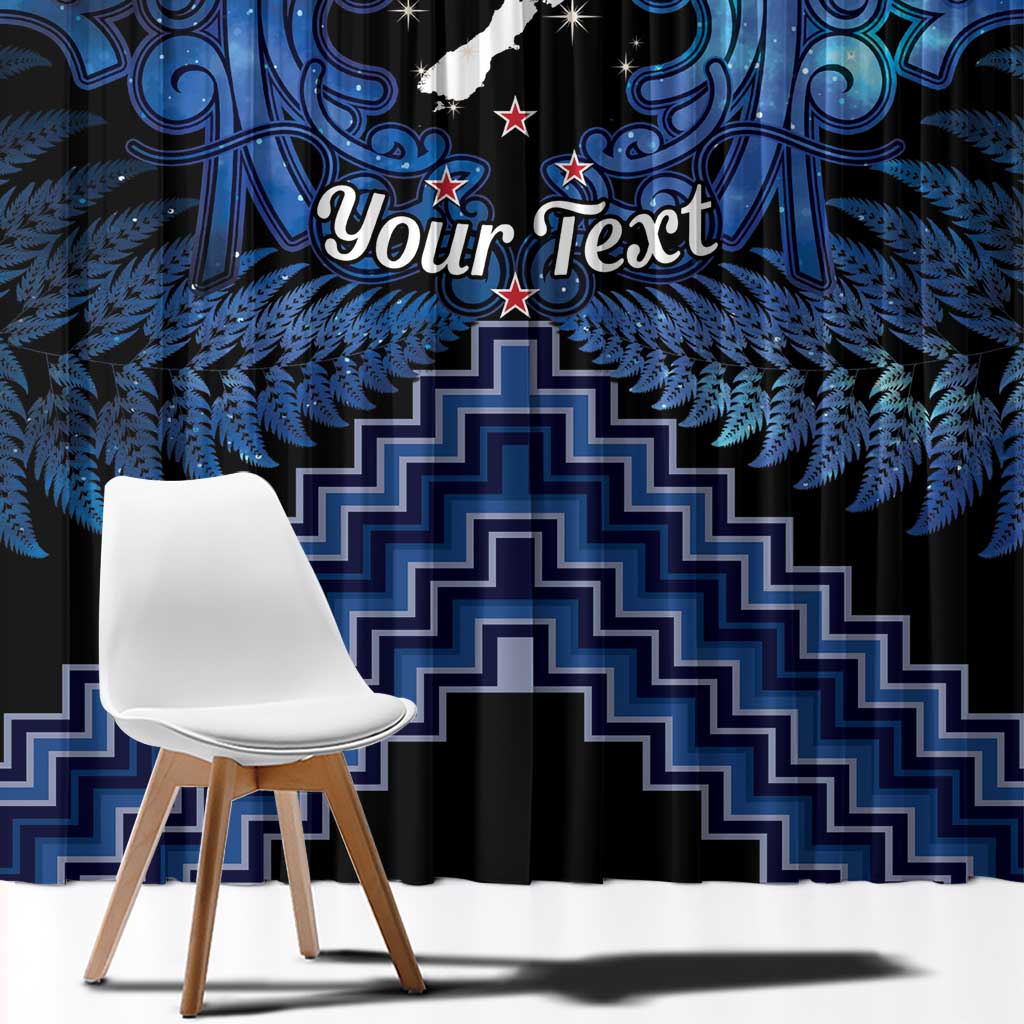 Personalised Aotearoa Matariki Window Curtain Blue Fern Maori Poutama
